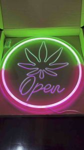 ป้ายไฟ ป้ายไฟร้าน ป้ายไฟตัวอักษร ป้ายไฟวิ่ง ป้ายไฟled ป้ายไฟใบเขียว+OPEN 40cm650บาท