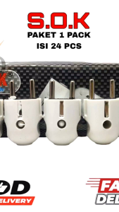 (24PCS)Steker Arde Bulat putih/Steker Arde Bulat putih murah MODEL /Colokan Listrik Steker bulat SNI