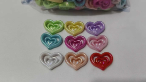 25mm Double Heart Acrylic Beads | Pastel Candy Color Hollow Heart Charms | DIY Bracelet Necklace Keychain Accessories
