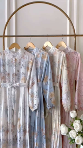 Dress midi zayya - miranda plisket mix renda import Ld 100 pj 121 free belt