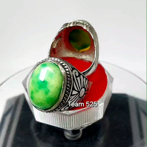 Cincin Giok Merah - Redjade Kristal Tembus Plong Cina Burma Asli Pria Wanita Dim 18x13