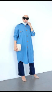 TUNIK SOFT DENIM OVERSIZE IMPORT JUMBO BIGSIZE XXL