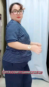 Mommy Kikays Collection | MIKA Plus Size Coords Round Neck Top with Garterized Wide Leg Pants Set Coordinates Can fit from XL 2XL 3XL Comfy Stretchable Casual Womenswear