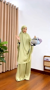 Mukena Armani Traveling Silk  2in1 Resleting alQuba Lasercute Mukena Cantik Mukena Dewasa