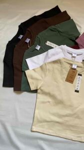 Laysso L10 Mid length crew neck cotton tops for ladies women
