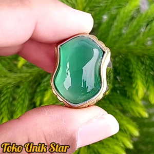 Cincin Batu Natural Chrome Chalcedony Serat Kura Terompah HQ