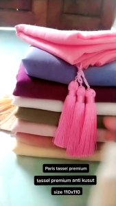 Hijab jilbab segiempat Paris tassel premium