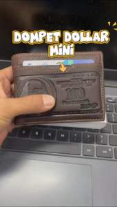 Dompet lipat pria kulit basah kartu cabut motif dollar ukuran kecil/mini