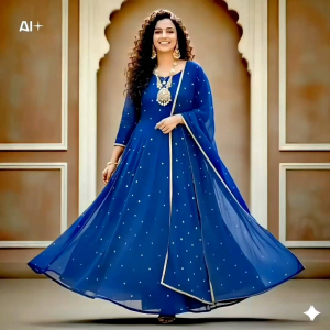 M to 5XL Embroidery Anarkali Gown with Dupatta