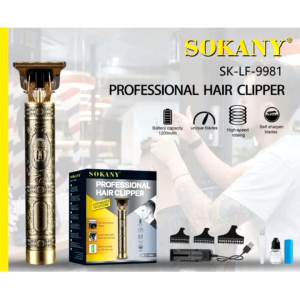SOKANY PROFESSIONAL HAIR CLIPPER ATUOMATIC GRINDING Carbon steel blade sharp and not stuck 0 gapped 0.1mm easily stable cut for T type head 120 min charge for 180 min use