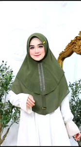 Hijab 2 layer permata ceruty babydoll XL
