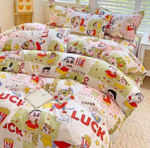 ผ้าปูที่นอน ชุดผ้าปูที่นอน (ลายชินจัง) ขนาด 3|5|6 🛌 ฟุต ผ้า COTTON 100% งานเย็บดีผ้าไม่เป็นขุย ห่มสบาย เกรดพีเมี่ยม💖👑🐳