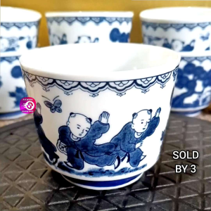 3PCS JAPANESE DANCING KARAKO CERAMIC CUP 200ML • SOLD BY 3 • JAPAN SURPLUS