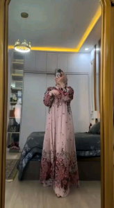 Set Gamis Hijab Himalaya Gamis Motif Bunga Busui Friendly Gamis Rayon Diamond