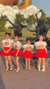 เสื้อเด็กตรุษจีนลายมงคล เด็กผู้หญิง มังกรทอง พร้อมส่ง ใส่แล้วเฮงตลอดปี