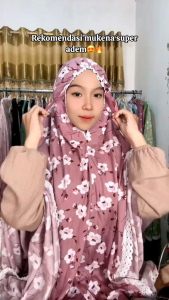 Mukena Katun Rayon Dewasa Seroja Series (Kerut Kening) Free Tas