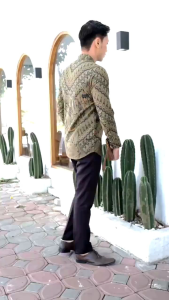 Kemeja Batik Pria Slimfit Motif Prabowo Prabuseno Hijau Sage