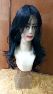 Wig Cosplay Hitam ikal gelombang bawah belah tengah merk ANNA Made in korea