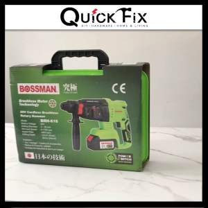 QuickFix [NEW] 20V Cordless Drill Rotary Hammer Drill Concrete Chisel Set 3 Mode Gerudi Tukul Konkrit BRH-616 BOSSMAN