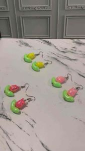 Lenny Tulip Flower Hook Earrings Anting Hooks Bunga Resin UV Handmade Fashion