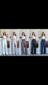 กางเกงกระบอกขายาวลายริ้ว