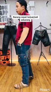 Jeans Cargo Pria Premium Biothing Denim Slimfit Stretch Gaya Korea