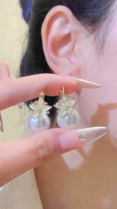 (Bebas beli 2 dapat bonus) H-Girl888 COD A154 Anting bola putih manis mewat titanium wanita Korea