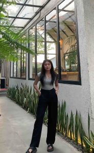 Cozie Knit Pants Celana Highwaist Panjang Wanita / Celana Panjang Korean Style Pinggang Karet Melar