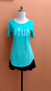 atasan kaos wanita hijau muda tosca JUSTICE cewek M L lengan pendek bolong cute santai blouse