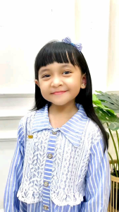 Stelan Celana Cargo Baju Salur mix Burkat Malika Perempuan Anak Usia 3 Sampai 12 Tahun