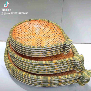 Đĩa hình chiếc lá giả mây tre nhựa Melamin hàng Vinh Cơ