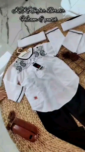 MAWAR FASHION - Koko Anak Xpander design / Setelan Koko Safar Hitam Putih Bordir 3-12 Tahun