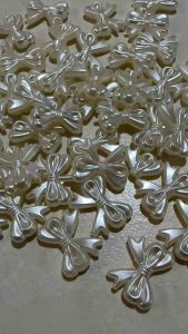 50 pcs Pearl Bow beads acrylic ribbon beads for Jewelry Making Crafts & Accessories size 15 x 20 mm
