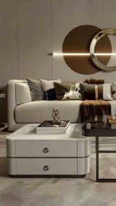 Bàn trà đôi Sofa phòng khách mặt đá kết hợp kính có hộp tủ 2 tầng chân kim loại sơn tĩnh điện sang trọng hiện đại