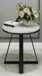 Kệ bàn góc Sofa phòng khách 1 mặt đá tròn chân kim loại sơn tĩnh điện chữ T BG-06 sang trọng hiện đại