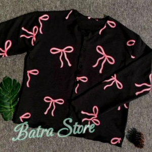 Cardigan Crop wafle motif wanita premium