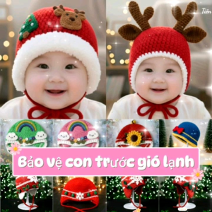 nón mũ len cho bé nón len mùa NOEL cho bé gái và bé trai từ sơ sinh trở lên