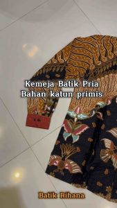 Kemeja Batik Pria Lengan Panjang Katun Primis Resmi Pernikahan Acara Bisnis
