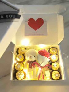 Surprise Gift Box Birthday Fairy Light Chocolate Bear Mini Baby’s Breath Bouquet Love Graduation Friends Valentines Day Fathers Day Teacher’s Day Thanks Kotak Hadiah Kejutan Hari Jadi dengan Coklat Lampu LED Beruang Sejambak Mini Baby’s Breath