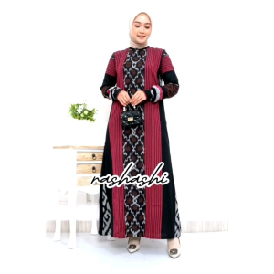ZAHRA maxy tenun troso syari gamis tenun etnik gamis tenun modis gamis tenun remaja modern lengan manset rashashi