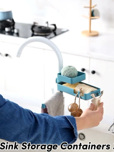 Sink Storage Containers 3 in 1 Rotatable Faucet Rack hiMulti Layers Kitchen Storage Rack Sink Sponge Holder Drain Rack
