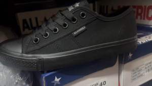 3337 All America Canvas School Black Shoe Kasut Sekolah Hitam Tali Laces