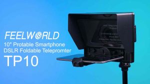 FEELWORLD TP10 Portable 10" Folding Teleprompter Up 11" Phone Tablet Prompter for Phone DSLR Shoot