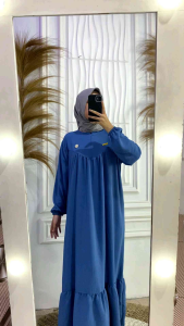 Gamis Muslim Long Daily Long Dress Aliza Crinkle Airflow Bahan Lembut Adem Panjang