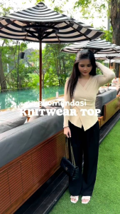 Knitwear Wrap Top Wanita: Gaya Korea All-Match untuk Musim Dingin