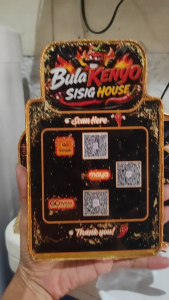 Premium Handmade Craft Store Standee with QR Codes and Social Media Icons Gold Glitter Design with Resin Touch Scan Here Thank You Message