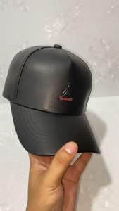 Topi pria baseball logo besi bahan kulit full tag lebel model terbaru