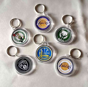 Keychains in NBA Design Round Acrylic Type in 6 Variants