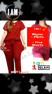 Blouse And Pants Terno with FREE SHORTS Casual Cotton Free Size OOTD