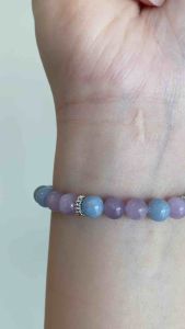 Blue Angelite & Lepidolite & Clear Quartz Design Bracelet